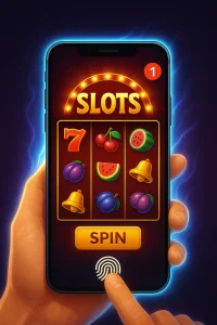 mobile casino app with high performance graphics and biometric login icon